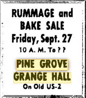 Pine Grove Grange Hall - Sept 1969 Ad